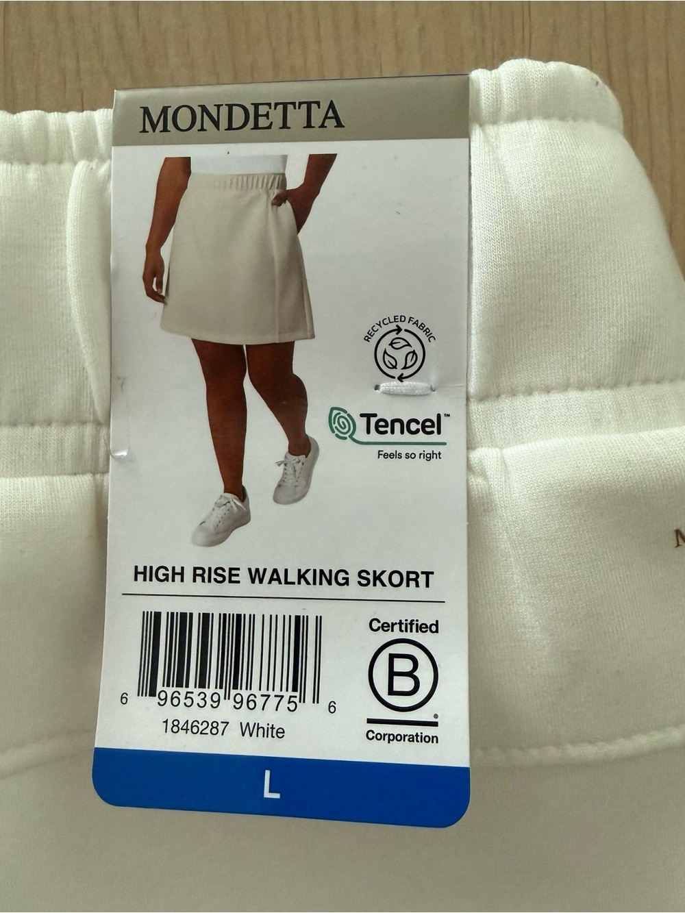 Mondetta High-Rise Walking Short Skort, White, Women’s Size Large